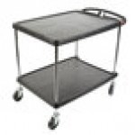 Metro myCart MY2636-25BL Black Utility Cart with Two Shelves and Chrome Posts - 28 Metro myCart MY2636-25BL Black Utility Cart with Two Shelves and Chrome Posts - 28