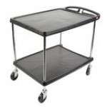 Metro myCart MY2636-25BL Black Utility Cart with Two Shelves and Chrome Posts - 28 Metro myCart MY2636-25BL Black Utility Cart with Two Shelves and Chrome Posts - 28