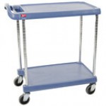 Metro myCart MY2636-25BL Black Utility Cart with Two Shelves and Chrome Posts - 28 Metro myCart MY2636-25BL Black Utility Cart with Two Shelves and Chrome Posts - 28