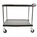 Metro myCart MY2636-25BL Black Utility Cart with Two Shelves and Chrome Posts - 28 Metro myCart MY2636-25BL Black Utility Cart with Two Shelves and Chrome Posts - 28