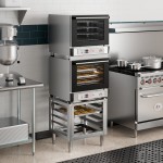 Cooking Performance Group COH-D4-M Double Stacked Electric Digital 4 Tray Half Size Convection Oven with Moisture Injection and Stand - 208-240V