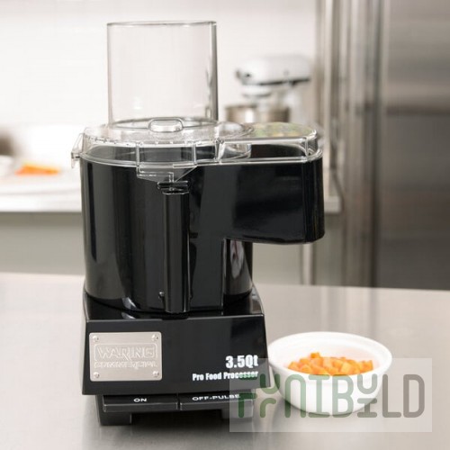 Waring WFP14SC Combination Food Processor with 3.5 Qt. Clear Bowl, Continuous Feed Attachment, and 4 Discs - 1 hp