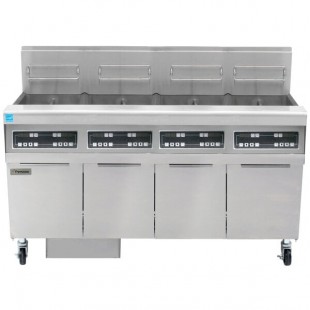 Frymaster FPPH455 Natural Gas 200 lb. 4 Unit High-Efficiency Gas Floor Fryer System with Digital Controls - 320,000 BTU