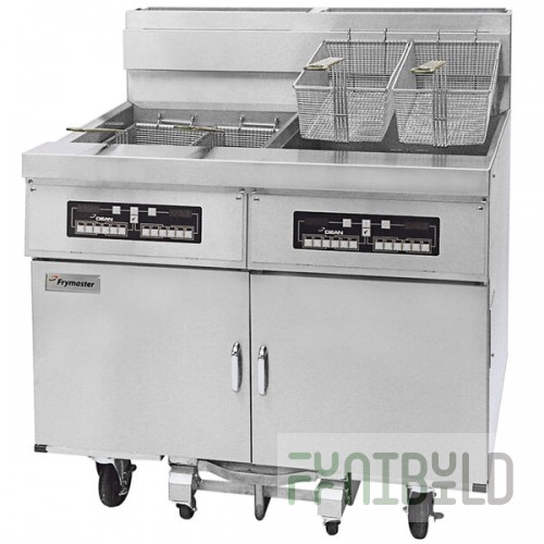 Dean by Frymaster SCFD260G Liquid Propane Decathlon Gas Floor Fryer with (2) 75 lb. Frypots, Thermatron Controls, and Built-In Filtration - 300,000 BTU