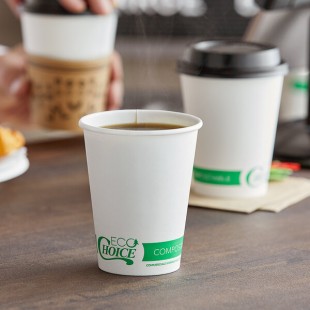 EcoChoice 12 oz. White Compostable Paper Hot Cup - 1,000/Case