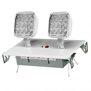 CLS 02-EREC-LED-WH White Dual Head Remote Capable Recessed LED Emergency Light with Battery Backup - 120/277V Unit