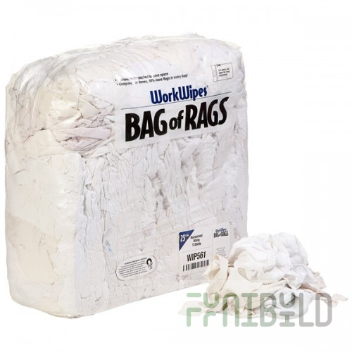 New Pig WorkWipes 25 lb. Reclaimed White T-Shirt Rags WIP561