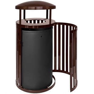 Ex-Cell Kaiser SCTP-40 D COF Streetscape Coffee Gloss 45 Gallon Round Outdoor Trash Can with Canopy and Door