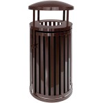 Ex-Cell Kaiser SCTP-40 D COF Streetscape Coffee Gloss 45 Gallon Round Outdoor Trash Can with Canopy and Door Ex-Cell Kaiser SCTP-40 D COF Streetscape Coffee Gloss 45 Gallon Round Outdoor Trash Can with Canopy and Door
