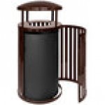 Ex-Cell Kaiser SCTP-40 D COF Streetscape Coffee Gloss 45 Gallon Round Outdoor Trash Can with Canopy and Door Ex-Cell Kaiser SCTP-40 D COF Streetscape Coffee Gloss 45 Gallon Round Outdoor Trash Can with Canopy and Door