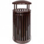 Ex-Cell Kaiser SCTP-40 D COF Streetscape Coffee Gloss 45 Gallon Round Outdoor Trash Can with Canopy and Door Ex-Cell Kaiser SCTP-40 D COF Streetscape Coffee Gloss 45 Gallon Round Outdoor Trash Can with Canopy and Door