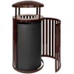 Ex-Cell Kaiser SCTP-40 D COF Streetscape Coffee Gloss 45 Gallon Round Outdoor Trash Can with Canopy and Door Ex-Cell Kaiser SCTP-40 D COF Streetscape Coffee Gloss 45 Gallon Round Outdoor Trash Can with Canopy and Door