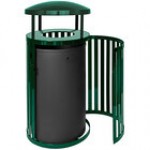 Ex-Cell Kaiser SCTP-40 D COF Streetscape Coffee Gloss 45 Gallon Round Outdoor Trash Can with Canopy and Door Ex-Cell Kaiser SCTP-40 D COF Streetscape Coffee Gloss 45 Gallon Round Outdoor Trash Can with Canopy and Door