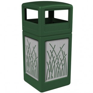 Commercial Zone 732916099 42 Gallon Green Square Trash Can with Stainless Steel Reed Panels and Dome Lid Commercial Zone 732916099 42 Gallon Green Square Trash Can with Stainless Steel Reed Panels and Dome Lid