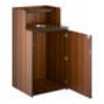 Lancaster Table & Seating Waste 32 Gallon Walnut Waste Receptacle Enclosure with Drop Hole and Tray Shelf Lancaster Table & Seating Waste 32 Gallon Walnut Waste Receptacle Enclosure with Drop Hole and Tray Shelf