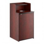 Lancaster Table & Seating Waste 32 Gallon Walnut Waste Receptacle Enclosure with Drop Hole and Tray Shelf Lancaster Table & Seating Waste 32 Gallon Walnut Waste Receptacle Enclosure with Drop Hole and Tray Shelf