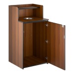 Lancaster Table & Seating Waste 32 Gallon Walnut Waste Receptacle Enclosure with Drop Hole and Tray Shelf Lancaster Table & Seating Waste 32 Gallon Walnut Waste Receptacle Enclosure with Drop Hole and Tray Shelf