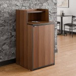 Lancaster Table & Seating Waste 32 Gallon Walnut Waste Receptacle Enclosure with Drop Hole and Tray Shelf Lancaster Table & Seating Waste 32 Gallon Walnut Waste Receptacle Enclosure with Drop Hole and Tray Shelf