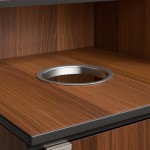 Lancaster Table & Seating Waste 32 Gallon Walnut Waste Receptacle Enclosure with Drop Hole and Tray Shelf Lancaster Table & Seating Waste 32 Gallon Walnut Waste Receptacle Enclosure with Drop Hole and Tray Shelf