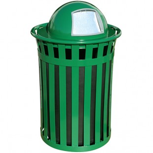 Witt Industries M5001-DT-GN Oakley Standard 50 Gallon Green Steel Decorative Trash Can with Push Door Dome Top Lid Witt Industries M5001-DT-GN Oakley Standard 50 Gallon Green Steel Decorative Trash Can with Push Door Dome Top Lid