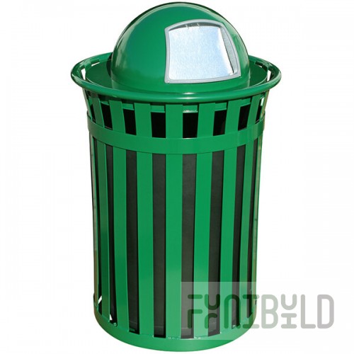 Witt Industries M5001-DT-GN Oakley Standard 50 Gallon Green Steel Decorative Trash Can with Push Door Dome Top Lid