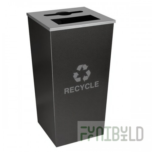 Ex-Cell Kaiser RC-MTR-34 COMBO HCCL Metro Companion XL Square 34 Gallon Hammered Charcoal Two Recycling Bin