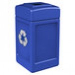 Commercial Zone 746304 Polytec 42 Gallon Blue Square Recycling Bin with Mixed Recycling Slot Commercial Zone 746304 Polytec 42 Gallon Blue Square Recycling Bin with Mixed Recycling Slot