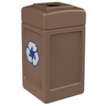 Commercial Zone 746304 Polytec 42 Gallon Blue Square Recycling Bin with Mixed Recycling Slot Commercial Zone 746304 Polytec 42 Gallon Blue Square Recycling Bin with Mixed Recycling Slot