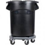 Rubbermaid® BRUTE 20 Gallon White Round Trash Can, Lid, and Dolly Kit