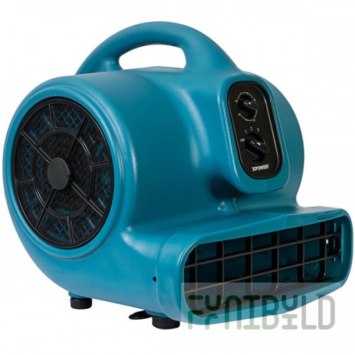 XPOWER X-430TF Blue 3-Speed Air Mover with Timer and Filter Kit - 1/3 hp