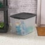 Sterilite ShelfTotes 12.5 Gallon Clear Storage Tote with Flat Gray Latching Lid 19373V06 - 6/Case Sterilite ShelfTotes 12.5 Gallon Clear Storage Tote with Flat Gray Latching Lid 19373V06 - 6/Case