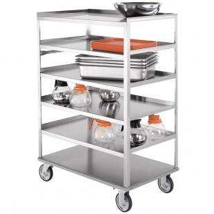 Lakeside 433 Medium-Duty Stainless Steel Six Shelf Utility Cart with All Edges Down - 36 3/8
