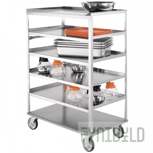 Lakeside 433 Medium-Duty Stainless Steel Six Shelf Utility Cart with All Edges Down - 36 3/8