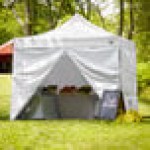 Backyard Pro Courtyard Series 10' x 10' White Straight Leg Aluminum Instant Pop Up Canopy Tent Deluxe Kit with 4 Side Walls Backyard Pro Courtyard Series 10' x 10' White Straight Leg Aluminum Instant Pop Up Canopy Tent Deluxe Kit with 4 Side Walls
