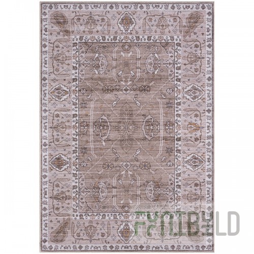 Abani Molana Collection 4' x 6' Beige / Brown Vintage Folk Area Rug