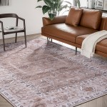 Abani Molana Collection 4' x 6' Beige / Brown Vintage Folk Area Rug Abani Molana Collection 4' x 6' Beige / Brown Vintage Folk Area Rug