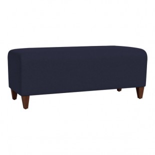 Lesro Ravenna Open House Navy Fabric Loveseat Bench with Walnut Wood Legs
