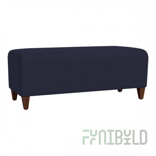 Lesro Ravenna Open House Navy Fabric Loveseat Bench with Walnut Wood Legs