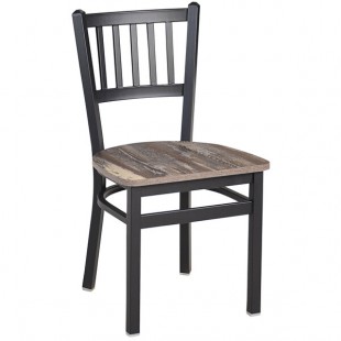 BFM Seating Troy Sand Black Steel Slat Back Chair with Relic Farm House Melamine Seat BFM Seating Troy Sand Black Steel Slat Back Chair with Relic Farm House Melamine Seat