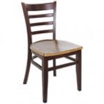 BFM Seating Berkeley Dark Walnut Beechwood Ladder Back Side Chair with Autumn Ash Wood Seat