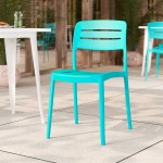 Lancaster Table & Seating Alto Coastal Blue Slat Back Resin Side Chair