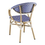 Lancaster Table & Seating Bistro Blue and White Teslin Outdoor Arm Chair Lancaster Table & Seating Bistro Blue and White Teslin Outdoor Arm Chair