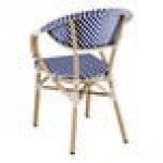 Lancaster Table & Seating Bistro Blue and White Teslin Outdoor Arm Chair Lancaster Table & Seating Bistro Blue and White Teslin Outdoor Arm Chair