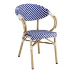 Lancaster Table & Seating Bistro Blue and White Teslin Outdoor Arm Chair Lancaster Table & Seating Bistro Blue and White Teslin Outdoor Arm Chair