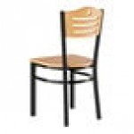 Lancaster Table & Seating Black Finish Side Chair with Natural Wood Seat and Back - Detached Seat