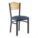 Lancaster Table & Seating Black Finish Side Chair with Natural Wood Seat and Back - Detached Seat