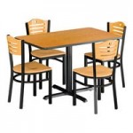 Lancaster Table & Seating Black Finish Side Chair with Natural Wood Seat and Back - Detached Seat