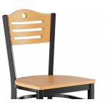 Lancaster Table & Seating Black Finish Side Chair with Natural Wood Seat and Back - Detached Seat