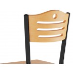 Lancaster Table & Seating Black Finish Side Chair with Natural Wood Seat and Back - Detached Seat