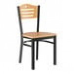 Lancaster Table & Seating Black Finish Side Chair with Natural Wood Seat and Back - Detached Seat